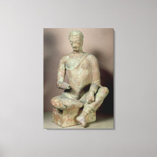 Boeddha zit in meditatie, uit Fondukistan Canvas Afdruk