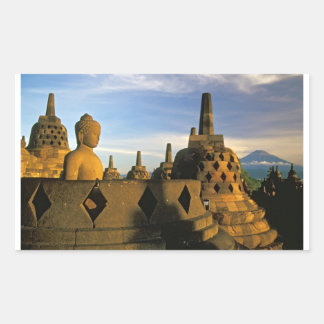Boeddhabeeld en Stupas, Borobudur Tempel Rechthoekige Sticker