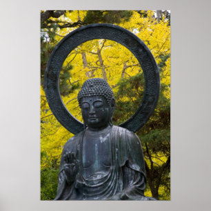 Boeddhabeeld in de Japanse Tuinen Gouden Poster