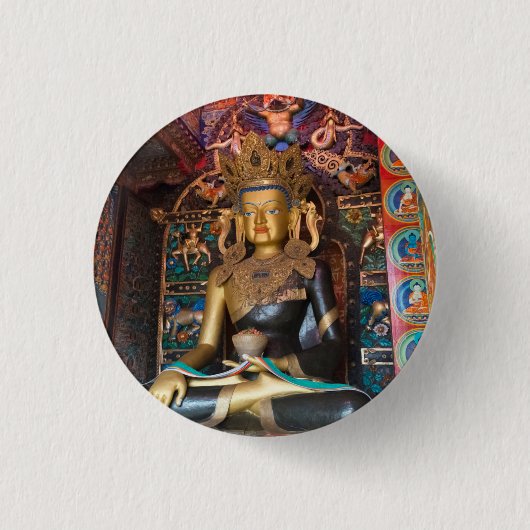 Boeddhabeeld in Litang-klooster Ronde Button 3,2 Cm (Voorkant)