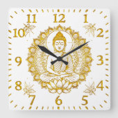 Boeddhabeeld met Lotus Vierkante Klok (Voorkant)