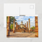 Boeddhabeeld, Wat Mahathat, Sukhothai Briefkaart (Voorkant / Achterkant)
