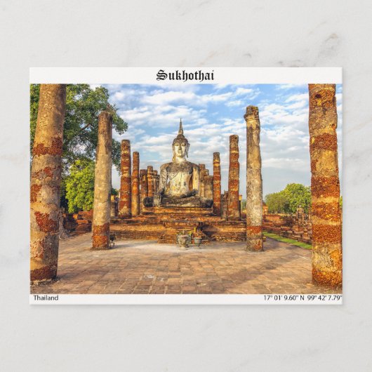 Boeddhabeeld, Wat Mahathat, Sukhothai Briefkaart (Voorkant)