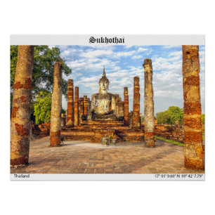 Boeddhabeeld, Wat Mahathat, Sukhothai Perfect Poster