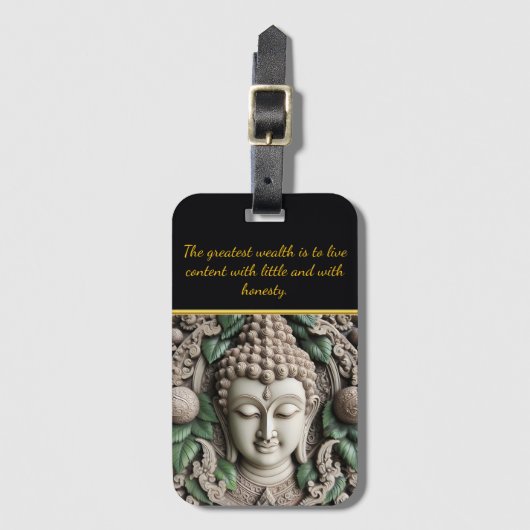 Boeddhabeelden versierd met bladeren. Generatieve  Bagagelabel (Voorkant (verticaal))