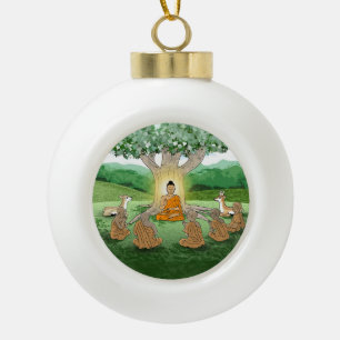 Boeddha's eerste preek die kerstversiering onderwi keramische bal ornament