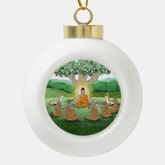 Boeddha's eerste preek die kerstversiering onderwi keramische bal ornament (Voorkant)