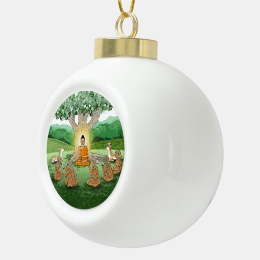 Boeddha's eerste preek die kerstversiering onderwi keramische bal ornament (Rechts)