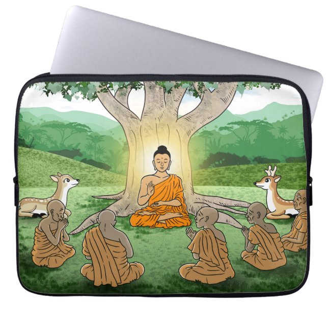Boeddha's eerste preek met laptophoes laptop sleeve (Voorkant)