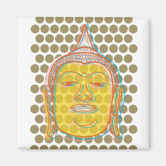 Boeddha's Head Offset Print Lines Moderne Pop Stip Magneet (Voorkant)