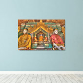 Boeddhas in een tempel canvas afdruk (Insitu (Houten vloer))