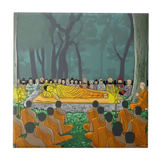 Boeddha's laatste Nirvana keramische Tegel Tegeltje (Voorkant)