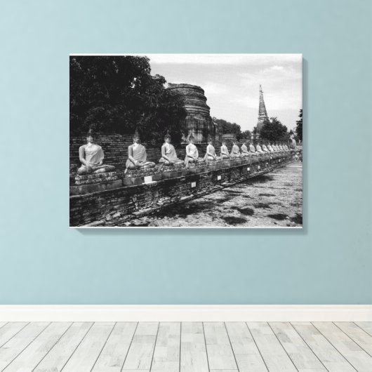 Boeddha's van Ayutthaya Canvas Afdruk (Insitu (Houten vloer))