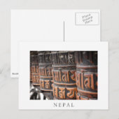 Boeddhisgebed wielen wit briefkaart (Voorkant / Achterkant)