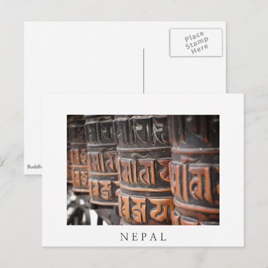 Boeddhisgebed wielen wit briefkaart (Voorkant / Achterkant)