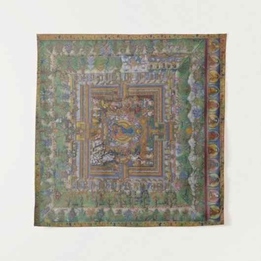 Boeddhisme Blauwe Geneeskunde Boeddha Wandkleed (Voorkant (horizontaal))