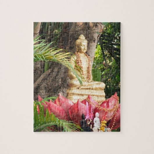 boeddhisme, boeddha, standbeeld, religie, gouden, legpuzzel (Verticaal)