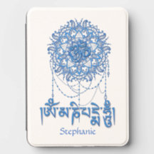 Boeddhisme Mani Mantra in Blauw met Mandala