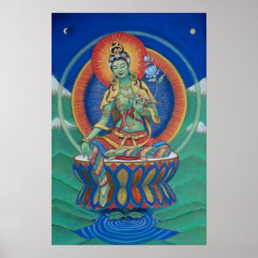 Boeddhisme Poster Green Tara Tibetan Goddess Buddh (Voorkant)