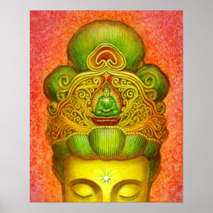 Boeddhisme Poster Kuan Yin Buddha Crown Zen Buddhi