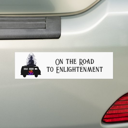 Boeddhist Buddha OM-symbool Retro Hippie Bus Bumpersticker (Op auto)