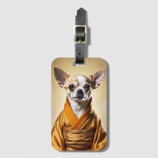 Boeddhist Chihuahua Bagagelabel (Voorkant (verticaal))