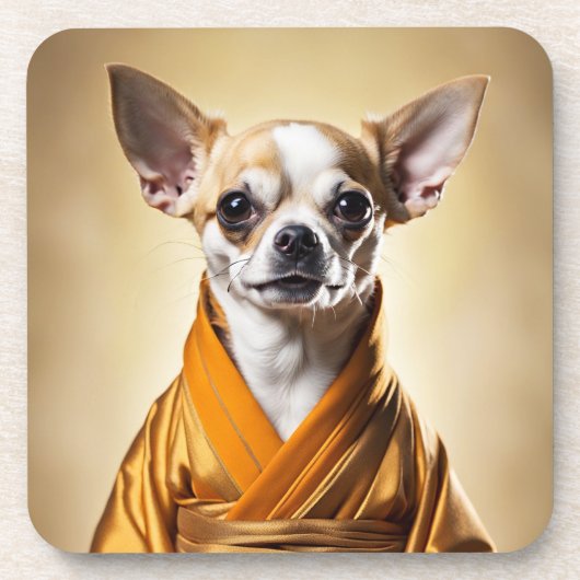 Boeddhist Chihuahua Bier Onderzetter (Voorkant)