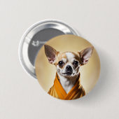 Boeddhist Chihuahua Ronde Button 5,7 Cm (Voorkant /achterkant)