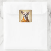 Boeddhist Chihuahua Vierkante Sticker (Tas)