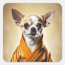 Boeddhist Chihuahua Vierkante Sticker