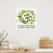 Boeddhist Floral Green Om Poster (Keuken)