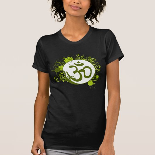 Boeddhist Green Floral Om T-shirt (Voorkant)
