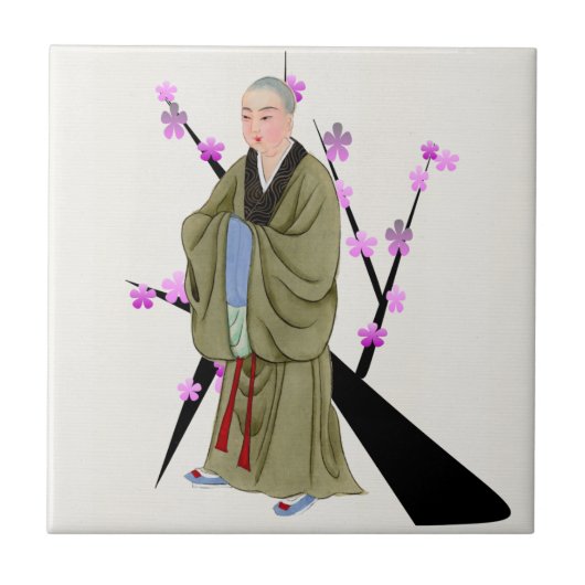 Boeddhist Monk Ceramic Tegel Tegeltje (Voorkant)