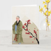 Boeddhist Monk Wenskaart Kaart (Gele Bloem)