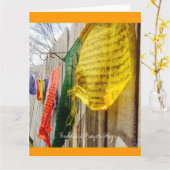 Boeddhist Prayer Flags Oranje Trim Wenskaart Kaart (Gele Bloem)