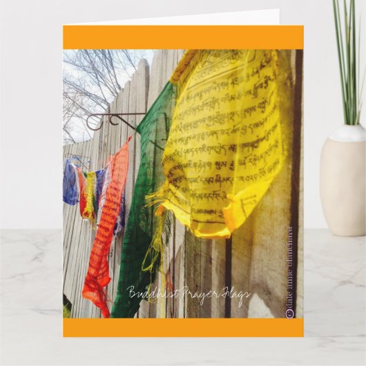Boeddhist Prayer Flags Oranje Trim Wenskaart Kaart (Voorkant)
