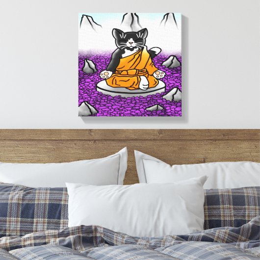 Boeddhist Tuxedo Meditation Cat Canvas Afdruk (Insitu (Slaapkamer))