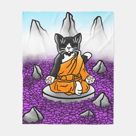 Boeddhist Tuxedo Meditation Cat Fleece Deken (Voorkant)
