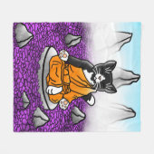 Boeddhist Tuxedo Meditation Cat Fleece Deken (Voorkant (Horizontaal))