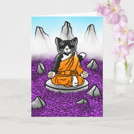 Boeddhist Tuxedo Meditation Cat Kaart