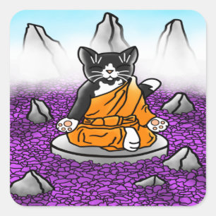 Boeddhist Tuxedo Meditation Cat Vierkante Sticker