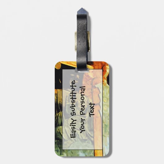 Boeddhistisch beeld in Temple Abstract-impressioni Bagagelabel (Achterkant verticaal)