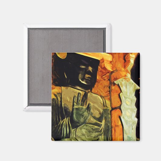 Boeddhistisch beeld in Temple Abstract-impressioni Magneet (Voorkant / Achterkant)