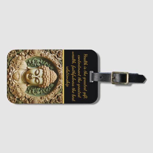 Boeddhistisch beeldhouwen met bladeren en bollen bagagelabel (Voorkant (horizontaal))