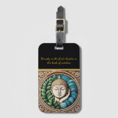 Boeddhistisch beeldhouwen met bladeren en bollen bagagelabel (Voorkant (verticaal))