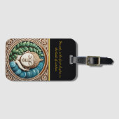 Boeddhistisch beeldhouwen met bladeren en bollen bagagelabel (Voorkant (horizontaal))