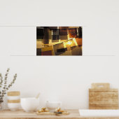 boeddhistisch gebeden vlaggen in de zonsondergang, poster (Keuken)