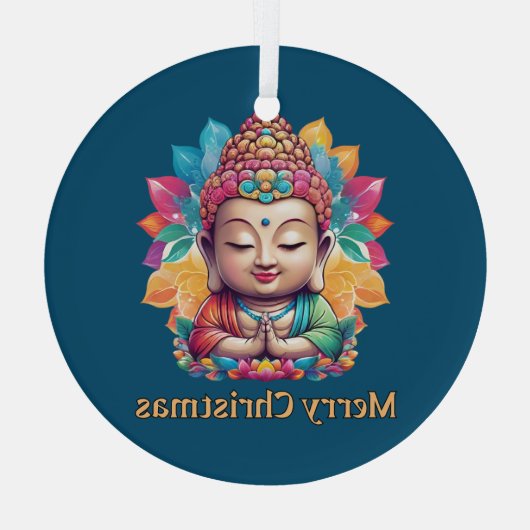boeddhistisch kerstfeest glas ornament (Achterkant)