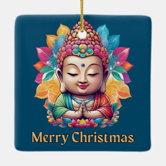 boeddhistisch kerstfeest keramisch ornament (Achterkant)