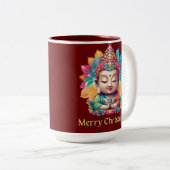 boeddhistisch kerstfeest tweekleurige koffiemok (Voorkant rechts)